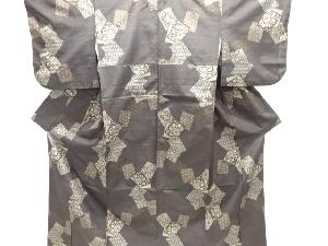 色紙模様織り出し手織り紬着物